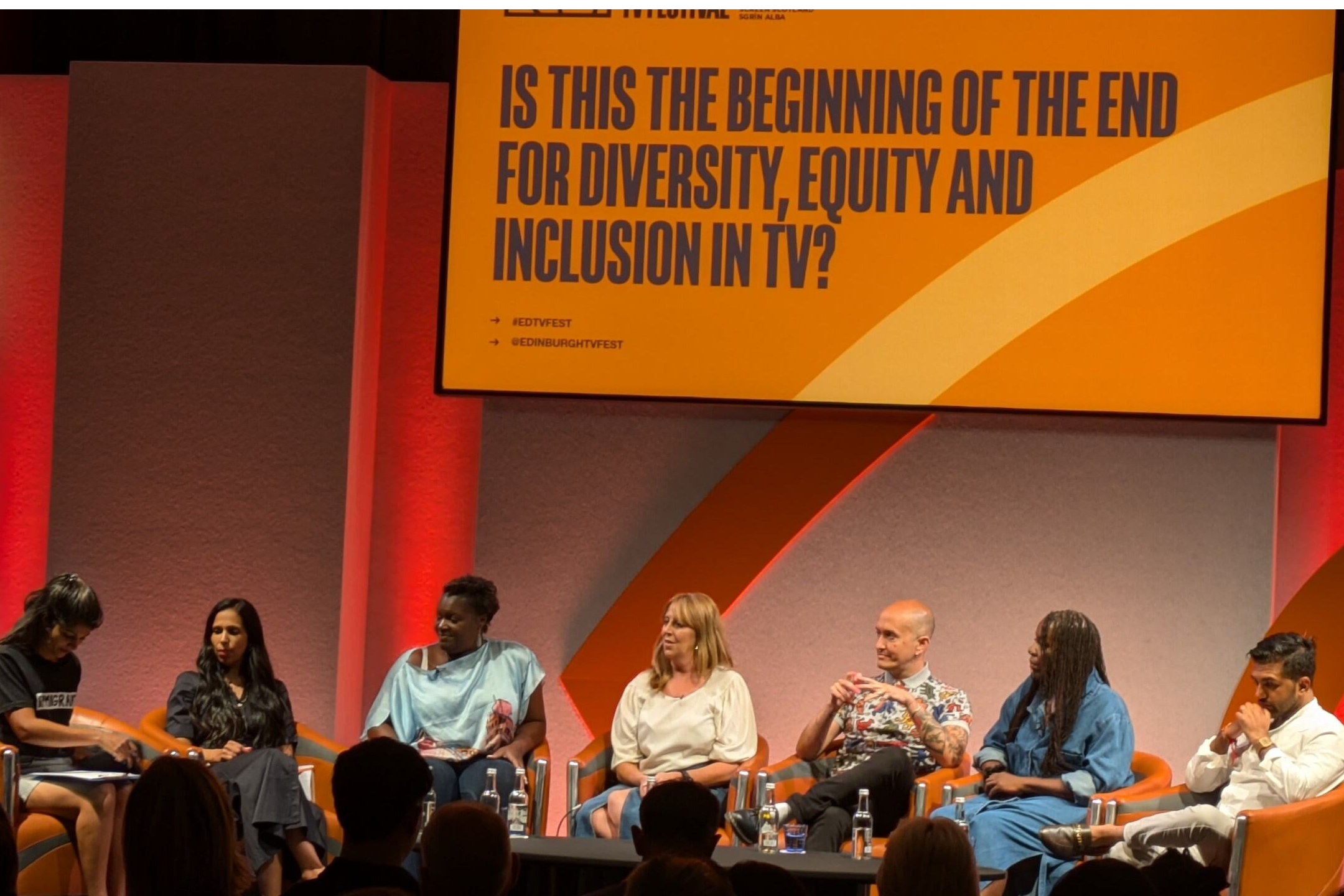 Panelists at the Edinburgh TV Festival debating whether DEI departments should exist